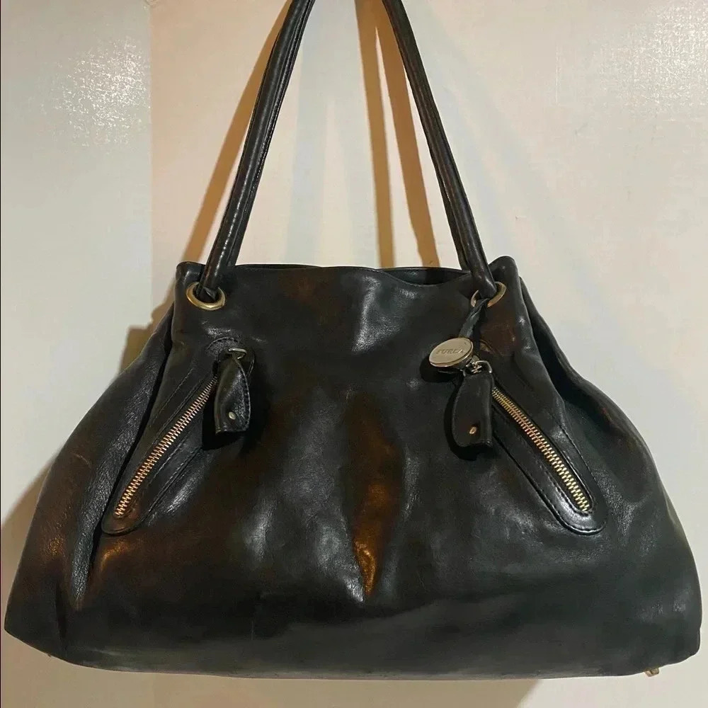 COPY - Furla black leather satchel handbag